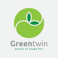 Green Twin Tea Leaf Garden Logo vector