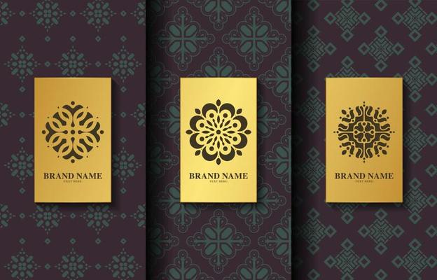 Set of luxury retro labels with calligraphic vector logo. Antique monogram collection.