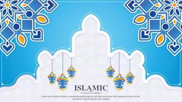 colorido ramadan kareem árabe banner en estilo mandala vector