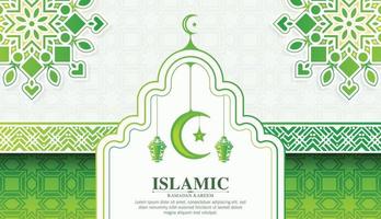 green ramadan kareem arabic background mandala style vector