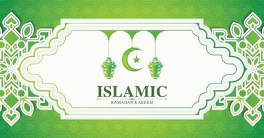 green ramadan kareem arabic background mandala style vector