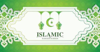 green ramadan kareem arabic background mandala style vector