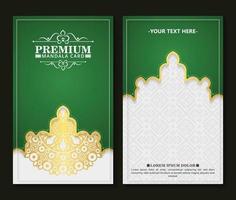 green mandala greeting card design vector