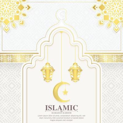 Elegant white and gold decoration Ramadan kareem background