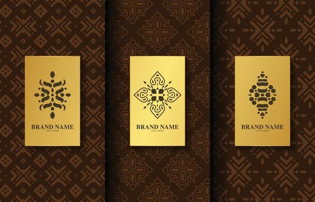 Set of luxury retro labels with calligraphic vector logo. Antique monogram collection.