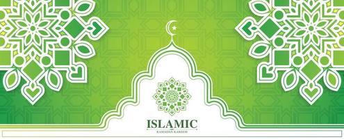 green ramadan kareem arabic background mandala style vector