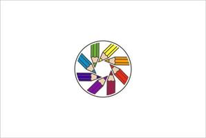 círculo circular lápiz de color para niños niños educación logotipo diseño vector