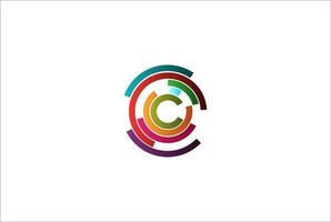 vector de diseño de logotipo de línea de destino digital circular de círculo c inicial futurista moderno