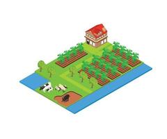 Illustration of a banana farming area in isometric style vector