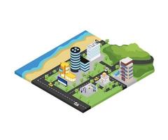 City map illustration in isometric style vector