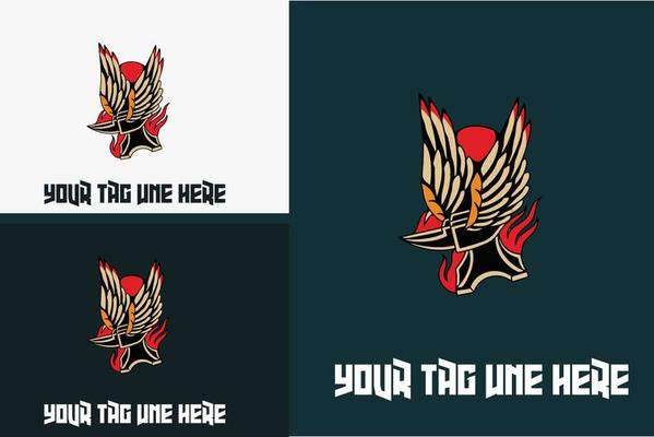 mascot logo design of eagle and flame vector