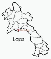 mapa de dibujo a mano alzada de garabatos de laos. vector