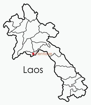 Doodle freehand drawing map of Laos.