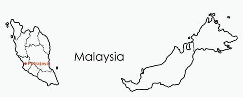 Doodle freehand drawing map of Malaysia.