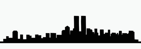 Modern cityscape skyline outline doodle drawing on white background. vector