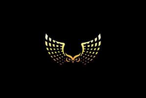 Geometric Luxury Flying Owl Bird Wings Logo Design Vector