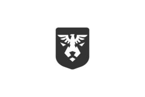 Vintage Eagle Hawk Falcon Phoenix Bird with Lion Tiger Jaguar Leopard Puma Face Shield Badge Emblem Logo Design vector