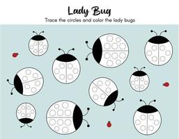 Lady bug practice worksheet vector