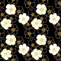 Seamless outline color gold flower, Vector drawing pattern flower design for fashion clothes, wallpaper, decoration background.