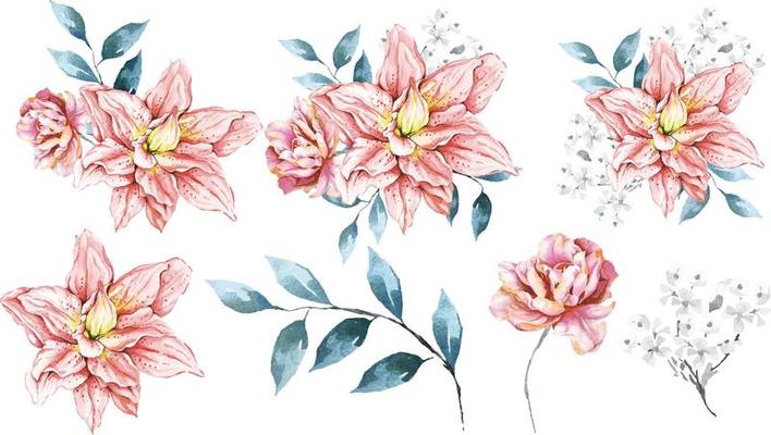 Composition lily with watercolor 6