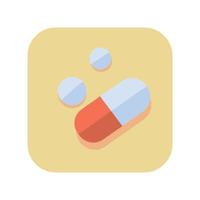 Icono de píldora y cápsula de botón abstracto sobre fondo blanco - vector