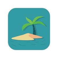 Abstract button icon palm tree on the island on a white background - Vector