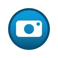 Camera round media icon on white background - Vector