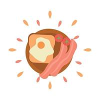 Icono de sándwich de tocino jugoso abstracto aislado sobre fondo blanco - vector