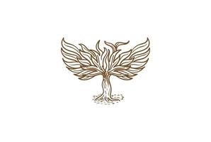 Vintage Retro Old Rustic Wings Tree for Tattoo Logo Design Vector