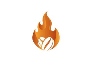 llama de fuego moderna con grano de café para vector de diseño de logotipo de etiqueta de producto asado