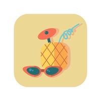 Abstract button icon pineapple smoothie on white background - Vector