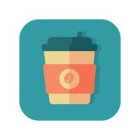 Abstract button icon glass of coffee on white background - Vector