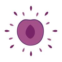 Abstract juicy plum icon with splash on white background - Vector