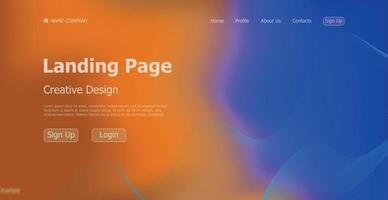 Gradient colorful web template landing page digital website landing page design concept - Vector