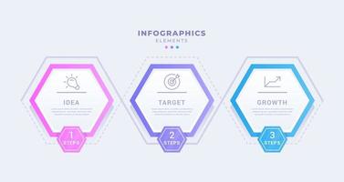 Three steps modern business infographic template design vector