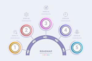 Professional roadmap infographic template with five steps design illustration vector