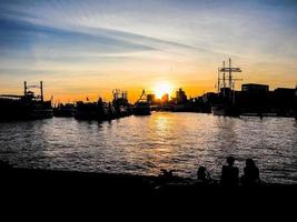 HDR View of the city of Hamburg at sunset photo