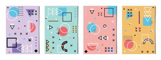 Set of 4 pcs abstract geometric shapes colorful backgrounds, templates for advertising, business cards, textures - Vector
