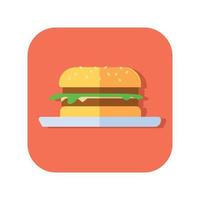 Abstract button icon american burger on white background - Vector