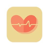 Abstract button heart pulse icon on white background - Vector