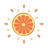 icono abstracto naranja jugosa con salpicaduras sobre fondo blanco - vector