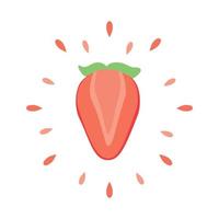 Abstract juicy strawberry icon with splash on white background - Vector