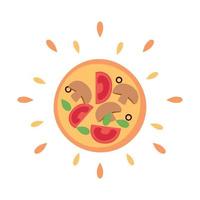 icono de pizza jugosa abstracta sobre fondo blanco - vector