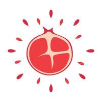 Abstract juicy pomegranate icon with splash on white background - Vector