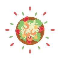 Abstract icon juicy spaghetti with shrimp with splashes isolated on white background - Vector