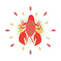 Abstract juicy crab icon with splashes on white background - Vector