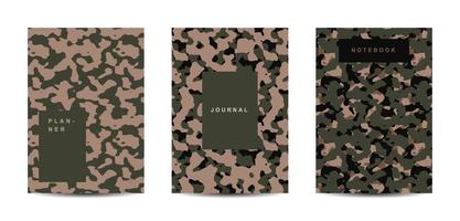 Cuaderno de tapa abstracta de camuflaje militar y militar vector