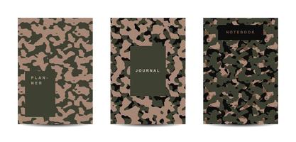 Military and army camouflage abstract cover notebook vector