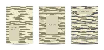 Cuaderno de tapa abstracta de camuflaje militar y militar vector