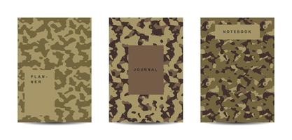 Cuaderno de tapa abstracta de camuflaje militar y militar vector